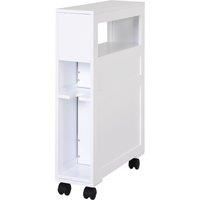 HOMCOM MDF Narrow Rolling Bathroom Side Cabinet White