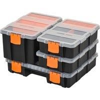 DURHAND PP 4-Pack Size Variety Tool & Hardware Storage Boxes Black/Orange