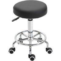 HOMCOM PU Leather Height Adjustable Swivel Salon Stool Black