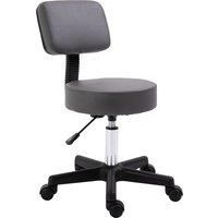 HOMCOM Beautician's Swivel Salon Chair w/ Padded Seat Back 5 Wheels Adjustable Height Salon Hairdressers Tattoo Spa Rolling Cushion Professional Grey