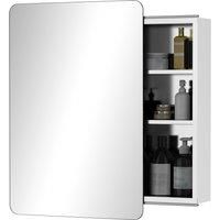 kleankin On-Wall Mounted Bathroom Storage Cabinet w/Sliding Mirror Door 3 Shelves Stainless Steel Frame