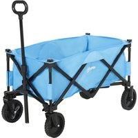 Outsunny Pull Along Cart Folding Cargo Wagon Trailer Trolley for Beach Garden Use with Telescopic Handle - Blue
