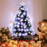 HOMCOM HOMCM 3ft White Light Artificial Christmas Tree w/ 90 LEDs Star Topper Tri-Base Full Bodied Seasonal Decoration Pre-Lit Home