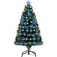 HOMCOM HOMCM 4ft White Light Artificial Christmas Tree w/ 130 LEDs Star Topper Tri-Base Full Bodied Seasonal Decoration Pre-Lit Home