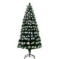 HOMCOM HOMCM 6ft White Light Artificial Christmas Tree w/ 230 LEDs Star Topper Tri-Base Full Bodied Seasonal Decoration Pre-Lit Home