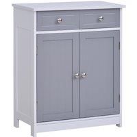 75x60cm Freestanding Bathroom Storage Cabinet w/ 2 Drawers Cupboard Grey White