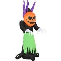 HOMCOM Next Day Delivery 240cm Blow Up Inflatable Halloween Evil Fire Flame Pumpkin Ghost Decoration with LED for Indoor Outdoor House Party Display