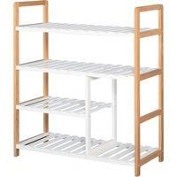 4-Tier Shoe Rack Simple Home Storage w/ Wood Frame Boot Compartment Home Hallway