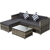 5 Pieces Rattan Sofa Set Wicker Sectional Furniture Cushion Garden Outdoor