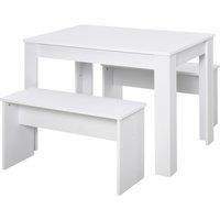 3 Pcs Modern Dining Table Set w/ Table 2 Bench Seats Compact Kitchen Home