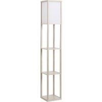 HOMCOM 4-Tier Floor Lamp, Floor Light with Storage Shelf, Reading Standing Lamp for Living Room, Bedroom, Kitchen, Dining Room, Office, Dorm, Oak