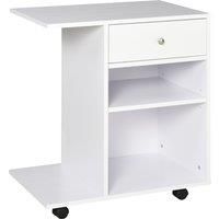Vinsetto Mobile Printer Stand Rolling Cart Desk Side with CPU Stand Drawer Adjustable Shelf and Wheels White