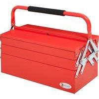 DURHAND Metal Tool Box 3 Tier 5 Tray Professional Portable Storage Cabinet Workshop Cantilever Toolbox with Carry Handle, 45cmx22.5cmx34.5cm, Red