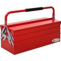 DURHAND Metal Tool Box 3 Tier 5 Tray Professional Portable Storage Cabinet Workshop Cantilever Toolbox with Carry Handle, 57cmx21cmx41cm, Red