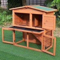 PawHut 2 Tier Rabbit Hutch Guinea Pig Hutch Ferret Cage with Ramp Slide Out Tray for Indoor Outdoor 100.5 x 55 x 101 cm