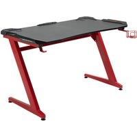 HOMCOM Gaming Desk, Ergonomic Home Office Desk, Gamer Workstation Racing Table, with Headphone Hook and Cup Holder, 122 x 66 x 86cm, Black and Red