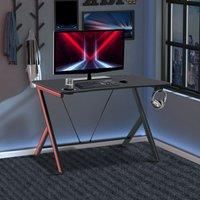 HOMCOM 120cm Gaming Computer Desk, Home Office Gamer Table Workstation with Cup Holder and Headphone Hook