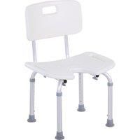 HOMCOM 8-Level Height Adjustable Bath Stool Spa Shower Chair Aluminum w/ Non-Slip Feet, Handle for the Pregnant, Old, Injured