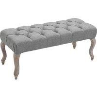 HOMCOM Tufted Upholstered Accent Bench Window Seat Bed End Stool Fabric Ottoman for Living Room, Bedroom, Hallway
