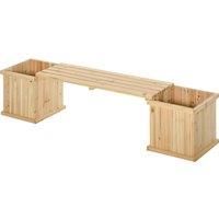 Outsunny Wooden Garden Planter & Bench Combination Garden Raised Bed Patio Park Natural 176 x 38 x 40 cm