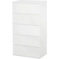 HOMCOM Chest of Drawer, 5 Drawers Storage Cabinet Freestanding Tower Unit Bedroom Living Room Furniture, White