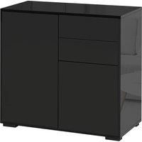 HOMCOM High Gloss Sideboard, Side Cabinet, Push-Open Design with 2 Drawer for Living Room, Bedroom, Black