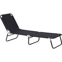 Outsunny Portable Folding Sun Lounger With 5-Position Adjustable Backrest Relaxer Recliner with Lightweight Frame Great for Pool or Sun Bathing Black