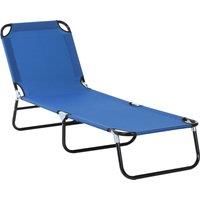 Outsunny Portable Folding Sun Lounger With 5-Position Adjustable Backrest Relaxer Recliner with Lightweight Frame Great for Pool or Sun Bathing Blue