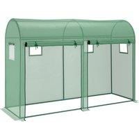 Outsunny Garden Plant Tomato Growth Greenhouse W/ Double Doors & 4 Windows PE Cover Steel Frame Green, 3L x 1W x 2H (m)