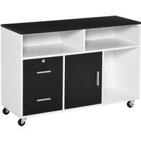 HOMCOM Home Office Mobile Cabinet Storage Organizer w/ Castor, Drawer, Key