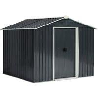 Outsunny 8 x 6ft Garden Storage Shed Double Door Ventilation Windows Sloped Roof Outdoor Equipment Tool, Grey