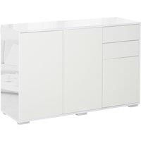HOMCOM High Gloss Sideboard, Side Cabinet, Push-Open Design with 2 Drawer for Living Room, Bedroom, White
