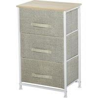 3-Tier Drawer Cabinet Organizer with Metal Frame for Home Office White Oak