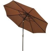 Outsunny Steel Frame Round Market Patio Sun Umbrella Garden Parasol Outdoor Sunshade Canopy, 3x2.45m (Coffee)