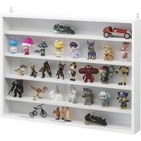 HOMCOM 5-Tier Wall Display Shelf Unit Cabinet w/ 4 Adjustable Shelves Glass Doors Home Office Ornaments 60x80cm White