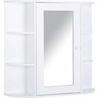 HOMCOM Wall Mounted Bathroom Cabinet with Mirror Single Door Storage Organizer 2-tier Inner Shelves White