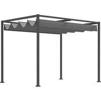 Outsunny 3 x 2m Metal Pergola Gazebo Patio Sun Shelter Grape Tent Retractable Canopy Grey
