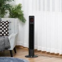 HOMCOM 38'' Freestanding Tower Fan, 3 Speed 3 Mode, 12h Timer, 70 Degree Oscillation, LED Panel, 5M Remote Controller, Dark Grey