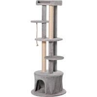 PawHut Cat Tree Kitten Tower Multi-level Activity Centre Pet Furniture with Scratching Post Condo Hanging Ropes Plush Perches Grey