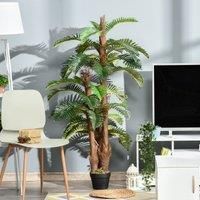 Outsunny 150cm/5FT Artificial Fern Tree Decorative Plant 36 Leaves with Nursery Pot, Fake Plant for Indoor Outdoor Dcor