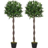 Outsunny Set of 2 Artificial Topiary Bay Laurel Ball Trees Decorative Plant with Nursery Pot for Indoor Outdoor Dcor, 120cm