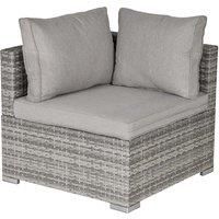 Outsunny PE Rattan Wicker Corner Sofa Garden Furniture Single Sofa Chair w/ Cushions, Grey