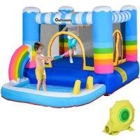 Kids Bouncy Castle with Pool Outdoor Trampoline W/ Blower 3-8 Years