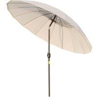 Outsunny £255cm Patio Parasol Umbrella Outdoor Market Table Parasol with Push Button Tilt Crank and Sturdy Ribs for Garden Lawn Backyard Pool White