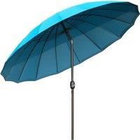 Outsunny £255cm Patio Parasol Umbrella Outdoor Market Table Parasol with Push Button Tilt Crank and 18 Sturdy Ribs for Garden Lawn Backyard Pool Blue