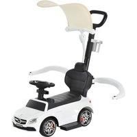 HOMCOM 3 in 1 Ride On Push Along Car Mercedes Benz for Toddlers Stroller Sliding Walking Car with Horn Sound Safety Bar for 1-3 Years