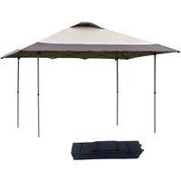 Outsunny 4 x 4m Popup Canopy Gazebo Tent with Roller Bag & Adjustable Legs Outdoor Party, Steel Frame, Brown