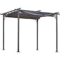 3x3m Steel Pergola Gazebo Porch Awning Retractable Canopy Grape Trellis Grey