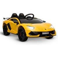HOMCOM Compatible 12V Battery-powered Kids Electric Ride On Car Lamborghini Aventador Sports Racing Car Toy with Parental Remote Control Lights Yellow