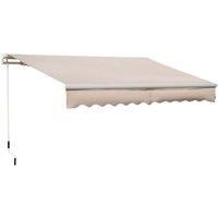 Outsunny 4x2.5m Retractable Manual Awning Window Door Sun Shade Canopy with Fittings and Crank Handle Beige